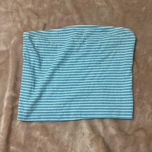 Blue and White Striped Tube Top